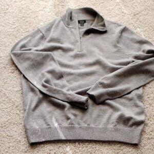 Merino Wool Elegant Zipped Men’s Gray Sweater
